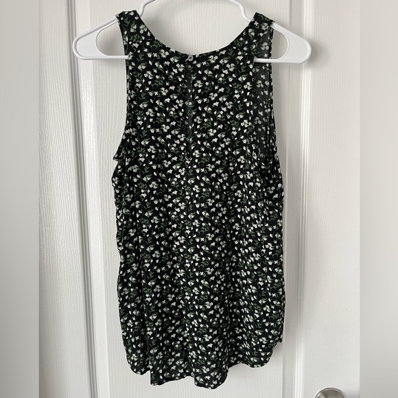OLD NAVY Floral Sleeveless Blouse Black Green Large L - Picture 2 of 10